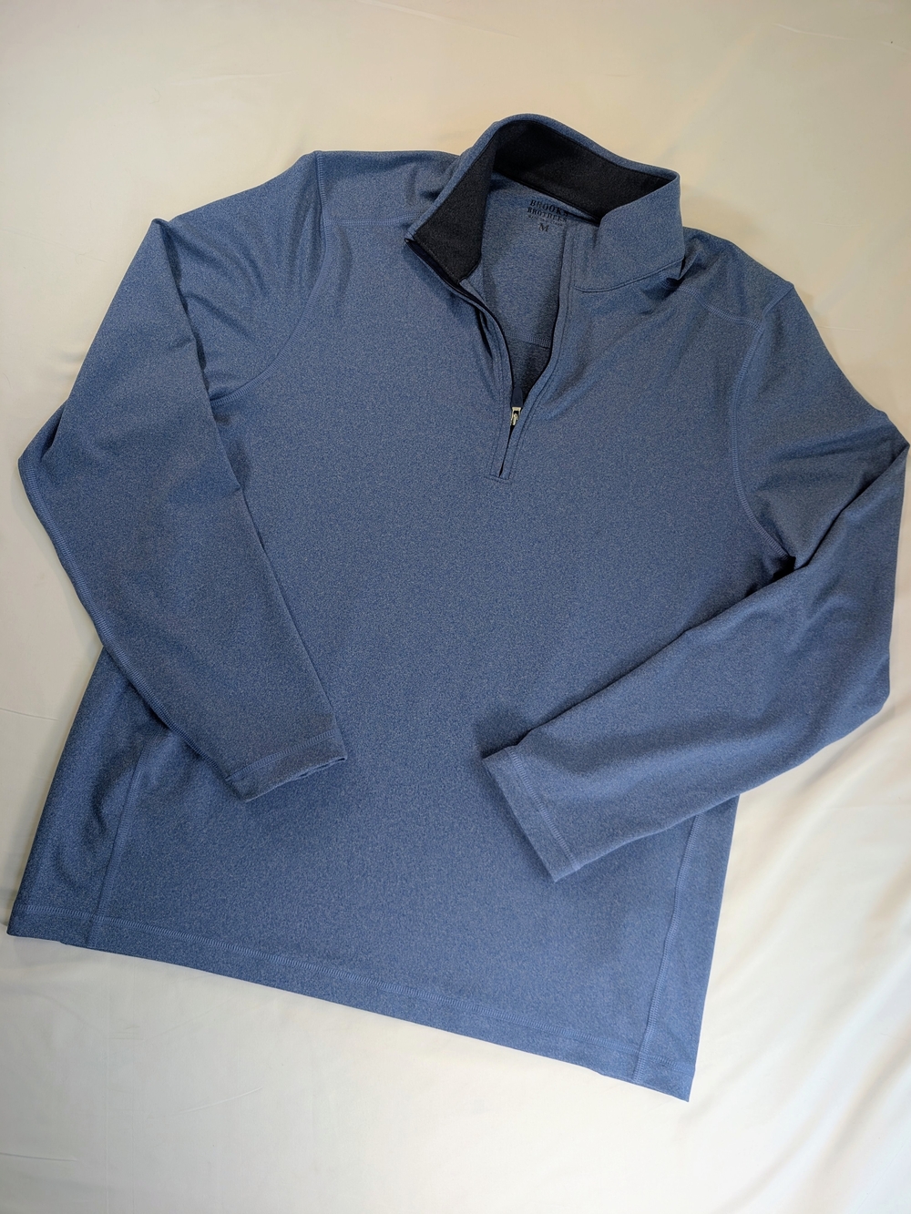 Brooks Brothers Men's Heathered Blue Performance Quarter-Zip Pullover